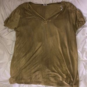Gold V Neck T shirt